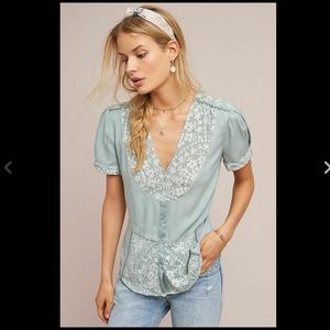 Anthropologie Talia Lace Buttondown
